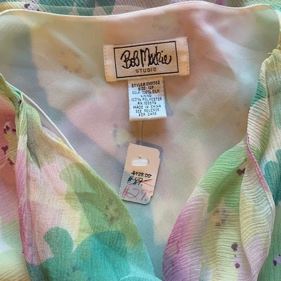 NEW Bob Mackie silk pastel floral blouse 12P - Picture 9 of 10